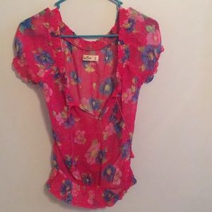 Pink Hollister sheer shirt